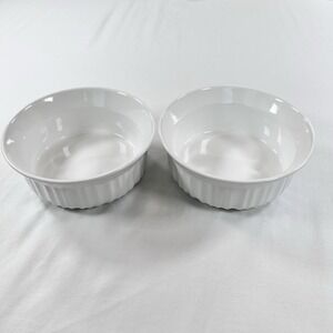 (2) Corning Ware French White 16oz Stoneware Small Round Casserole Dishes NEW
